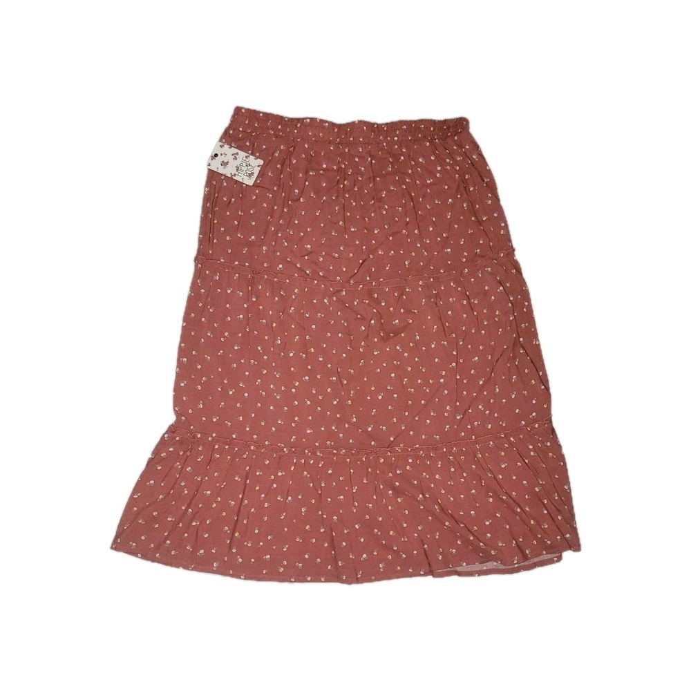 Hippie Rose NEW Floral Print Midi Skirt Elastic Waist XL prariecore cottagecore‎